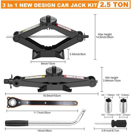 Upgrade 3 in 1 Car Jack Kit for Tesla Model Y/3/S/X, Coupe,Sedan,Suv,Mpv&Truck,S