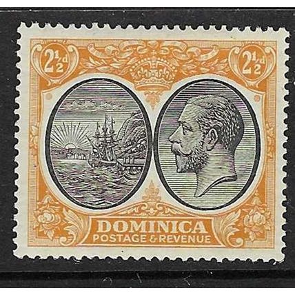 DOMINICA 1923-33 GV BLACK & ORANGE YELLOW 2½d MINT HINGED SG77