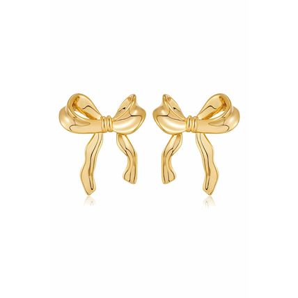 Gold Elegant Bow Design Studded Earrings