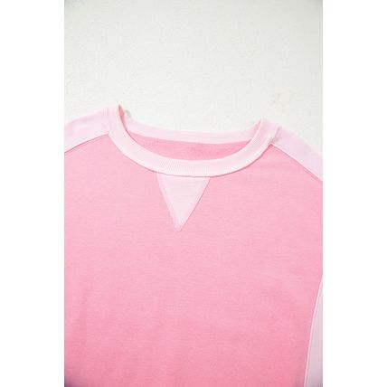 Bonbon 2-tone Color Block Patchwork Drop Shoulder Sweatshirt