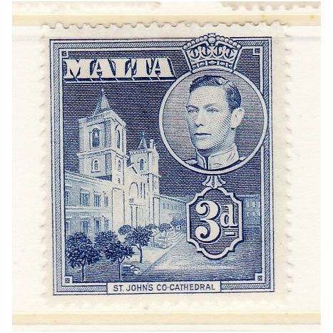 MALTA 1943 SG 223a 3d BLUE M / MINT #2