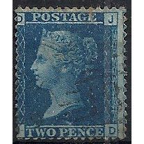 1858 SG45 2d Blue Plate 9 Fine Used Check Letters "JD".