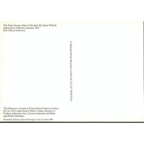 National Postal Museum PC - The Snow Storm, Delay Of The Mail, by James Pollard