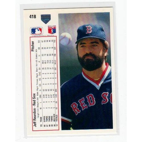 1991 Upper Deck Jeff Reardon baseball card #418 – Red Sox