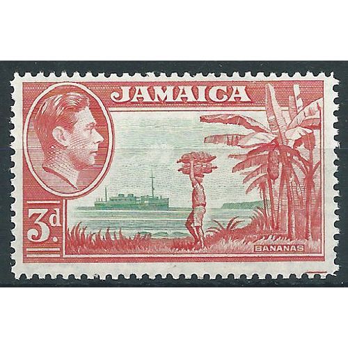 Jamaica 1952 SG126c 3d Green & Scarlet Mounted Mint....