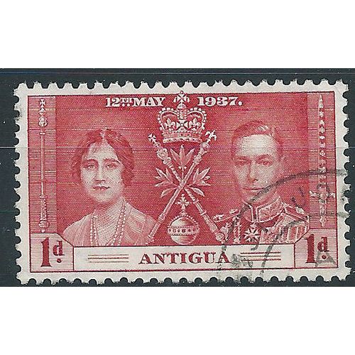 Antigua 1937 SG95 1d Carmine Coronation Very Fine Used . ..