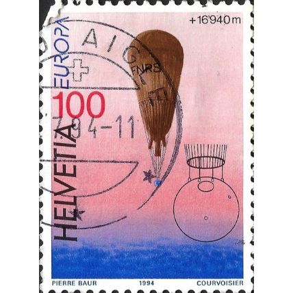 SWITZERLAND, AIR, Stratosphere balloon FNRS, pink 1994, 100c