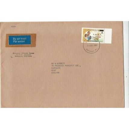 Montserrat 1982 Plymouth to Ramsgate UK OHMS Cover typed VGC