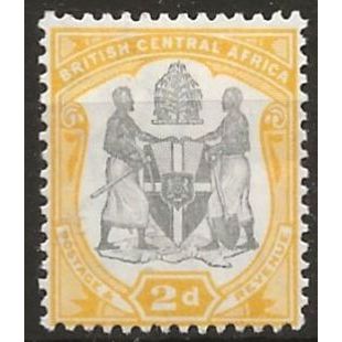 Nyasaland 1897 SG44 2d Black & Yellow Mounted Mint .