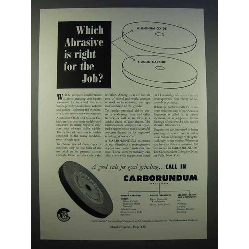 1946 Carborundum Grinding Ad - Which Abrasive