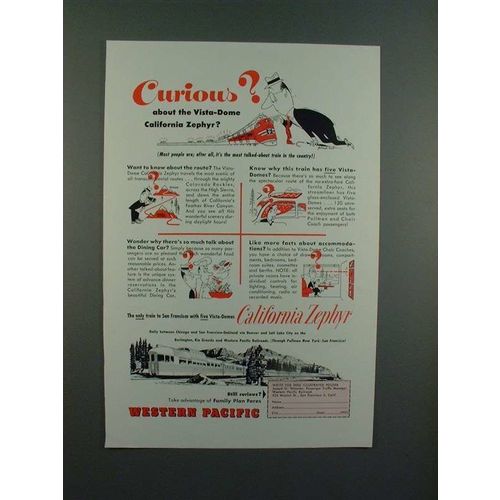 1954 Western Pacific California Zephyr Train Ad - Curious?