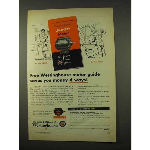 1954 Westinghouse Handy-Craft Motor Ad - Saves Money