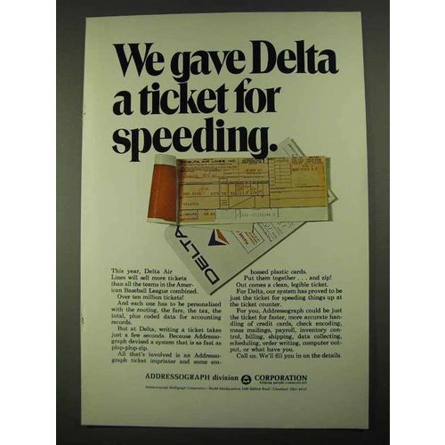 1968 Addressograph Corporation Ad - Gave Delta a Ticket