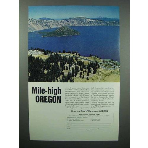 1968 Oregon Tourism Ad - Mile High - Crater Lake