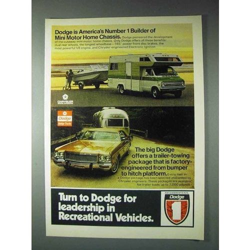 1973 Dodge Ad - Mini Motor Home Chassis, Trailer-Towing