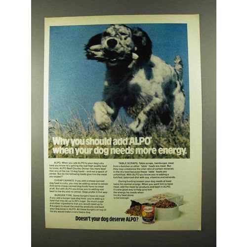 1974 Alpo Beef Chunks Dinner Dog Food Ad - More Energy