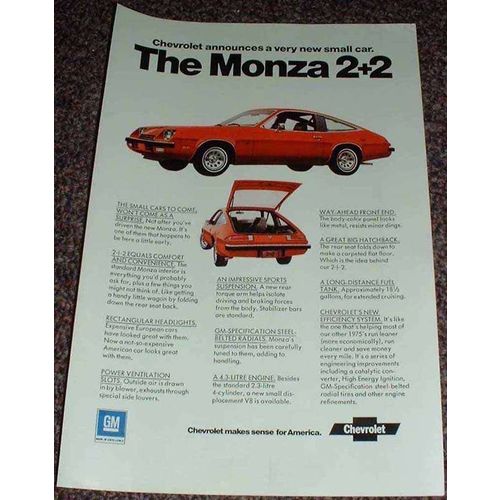 1975 Chevrolet Monza 2+2 Car Ad, NICE!!!