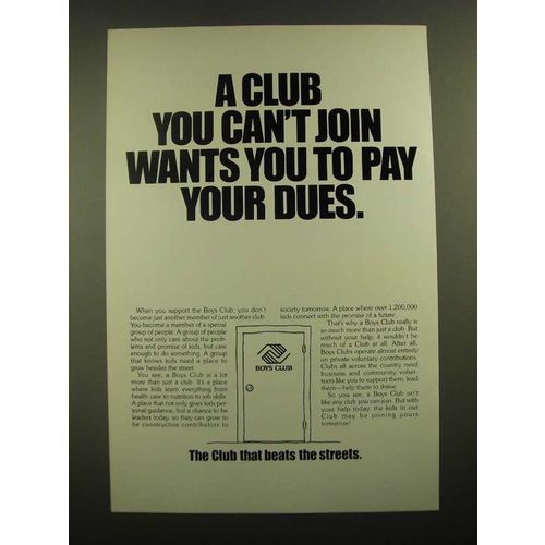 1988 Boys Club Ad - A Club You Can't Join Wants You To Pay Your Dues