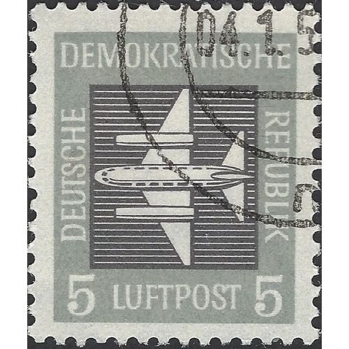 GERMANY, AIR, Twin engined jet, airmail, grey 1957, 5pf, #5