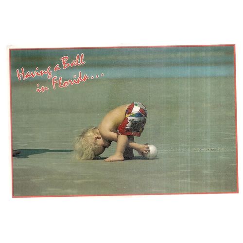 Having a ball in FLORIDA, USA postcard 1985 postmark #