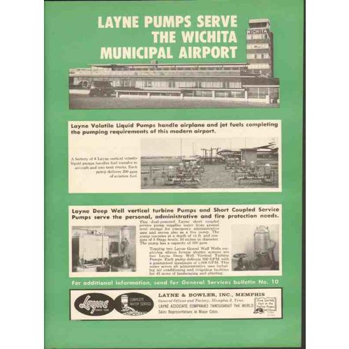 LAYNE BOWLER COMPANY 1962 Wichita Airport jet fuel pump vintage ad