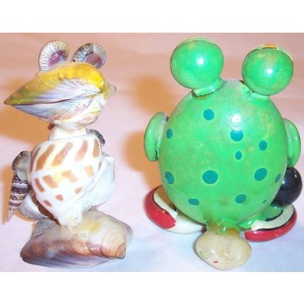 Lot of 2 Frog Figurines, Bowling Rock Frog & Shell Frog