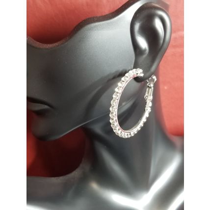 Hoop Crystal & Silver Earrings - 30mm