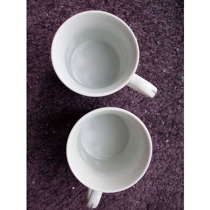 PAIR OF FINE PORCELAIN CUPS GREY VINE GILT TRIM **GC**