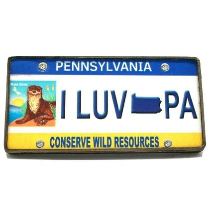 I Luv Pennsylvania Wood License Fridge Magnet