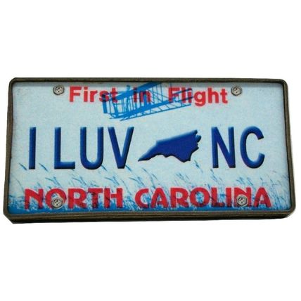 I Luv North Carolina Wood License Fridge Magnet