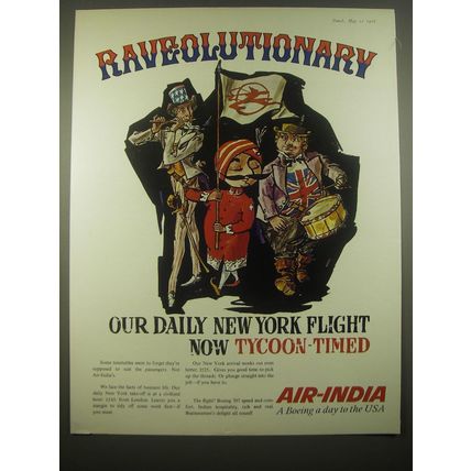 1966 Air-India Airline Ad - Raveolutionary our daily New York flight now