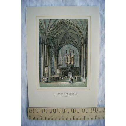 1890 coloured engraving The Lady Chapel, Chester Cathedral