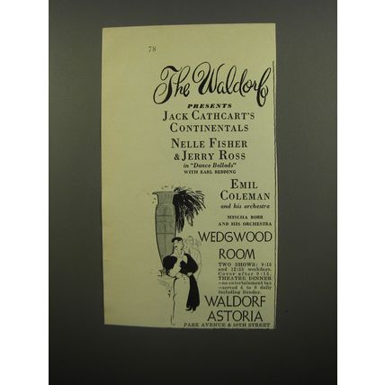 1951 Waldorf Astoria Hotel Ad - Jack Cathcart's Continentals