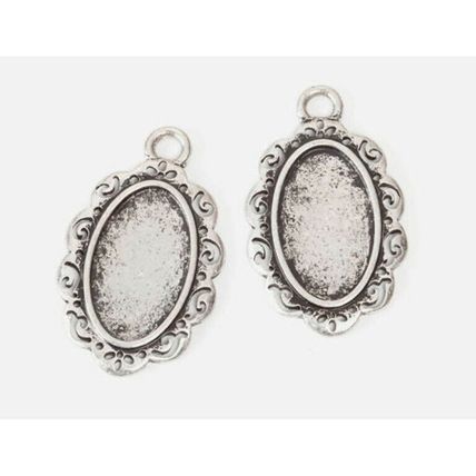 Frame Charms - Antique Silver - Oval - 26 x 36mm