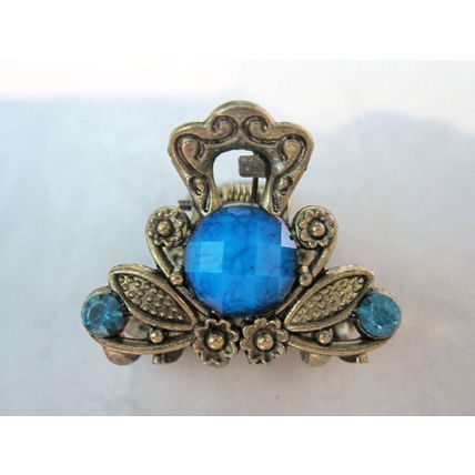 small mini metal jeweled antique bronze hair claw clip