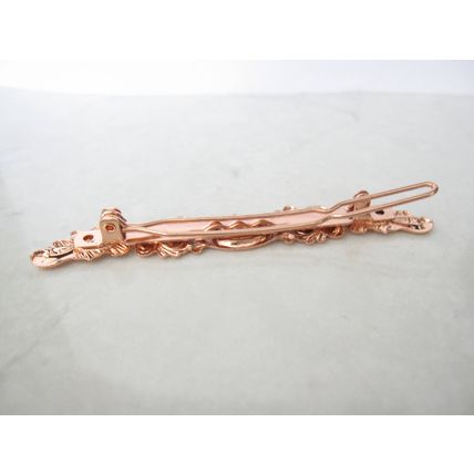 Slim antique style silver or rose gold/ copper filigree hair pin clip barrette