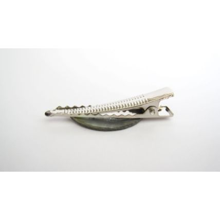 Pink purple gray green moon shaped shell alligator hair clip