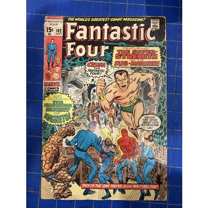 Fantastic Four 102 Last Jack Kirby Marvel Comics 1970 sub-mariner magneto FR C1