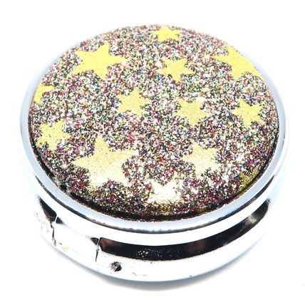 Gold Stars on a Glitter Background Pill Box - 1.5 CM Storage Gift