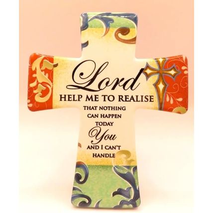 Lord Cross Shaped with Verse Plaque Porcelain Freestanding Christianity Gift