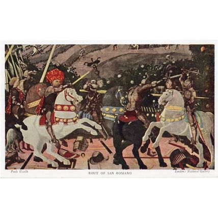 London Nationa Gallery Rout of San Romano Paolo Uccello Italy Old Postcard