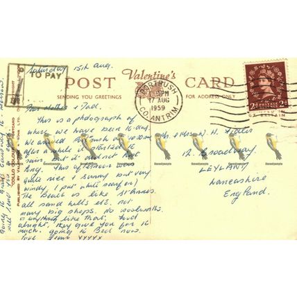 Port Rush & Harbour, Rare R5111 Valentine's Collo Colour Postcard, 1959