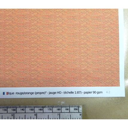 Papier "Brique rouge/orange (propre) " - pour HO gauge-échelle 1:87-A4