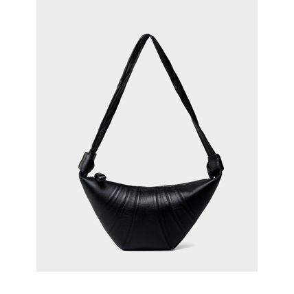 Sheepskin Diagonal Cross Wrapped Genuine Leather Dumpling Wrap Black