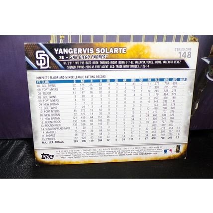 TOPPS 2016 YANGERVIS SOLARTE FOIL CARD #148 SERIES ONE