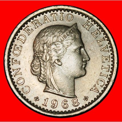 Ⰶ LIBERTY (1879-2025): SWITZERLAND★20 RAPPEN 1968B DIES I+A★LOW START★NO RESERVE