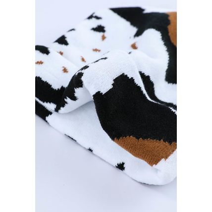 Black Cow Spots Printed Warm Beanie Hat