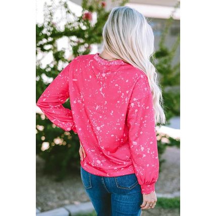 Rose Tie Dye Long Sleeve Pullover Sweatshirt