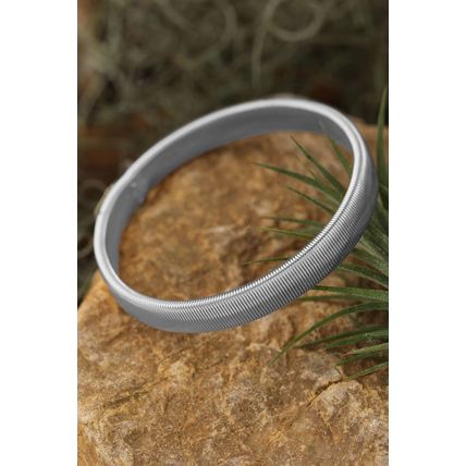 Silvery Stretchy Metal Wide Bangle