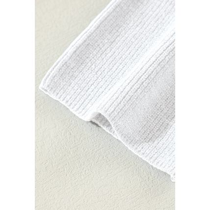 White Lightweight Ribbed Knit Button Front V Neck Cardigan